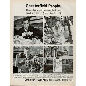 1965 Chesterfield King Cigarettes Vintage Print Ad (L17)
